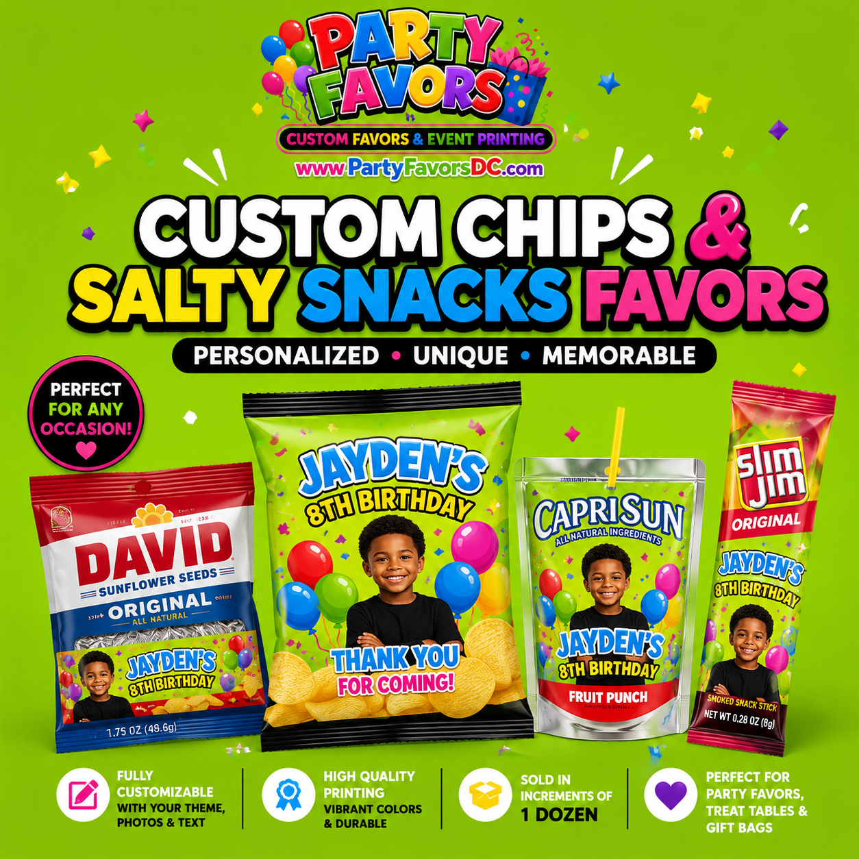 Custom Chips & Salty Party Favors